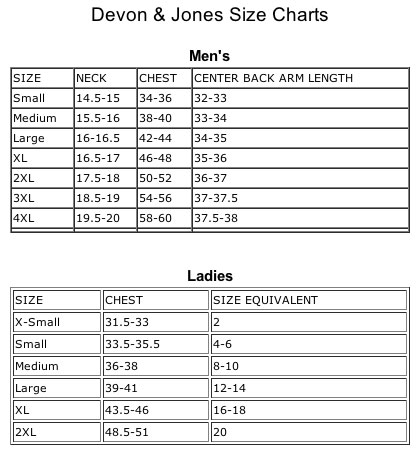 Devon And Jones Size Chart